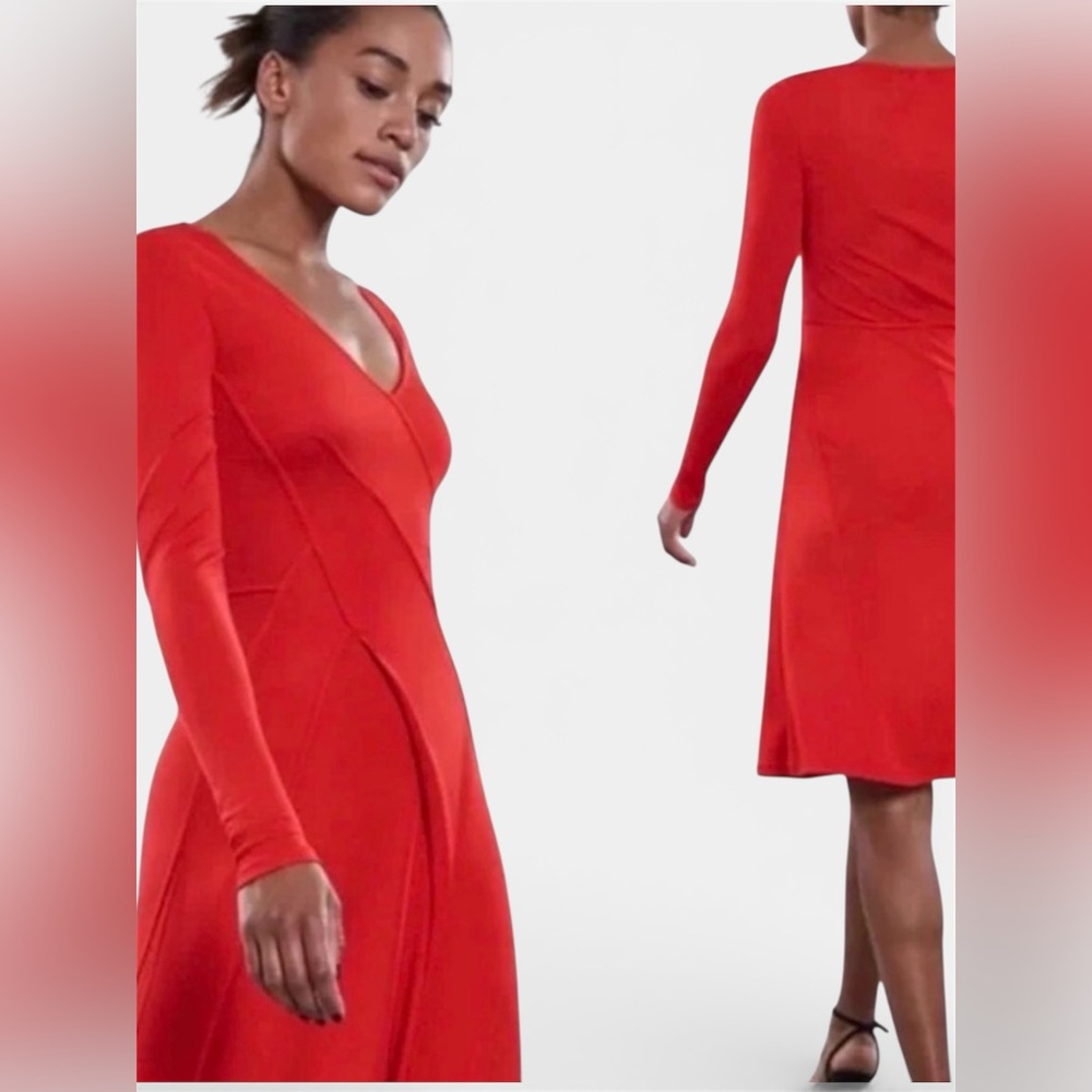 Reiss  Red Carini Faux Wrap Jersey Dress
